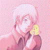 [Prussia from Hetalia petting Gilbird]