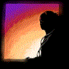 [Girl gazing at the sunset outside a window]