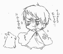 Chibi Prussia near a bunny